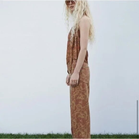 Zara paisley Print Straight Leg Jeans - Picture 4 of 9